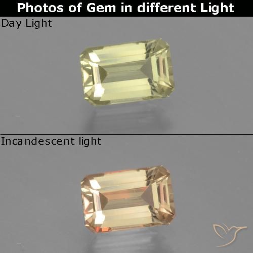 0.89ct Natürlicher Sehr blasses Gelb Farbwechselnder Diaspor, Smaragdschliff, VVS-VS