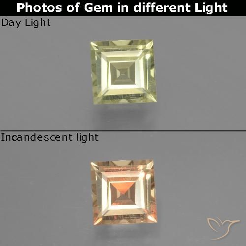 0.81ct Natürlicher Sehr helles Gelb Farbwechselnder Diaspor, Quadrat, VS