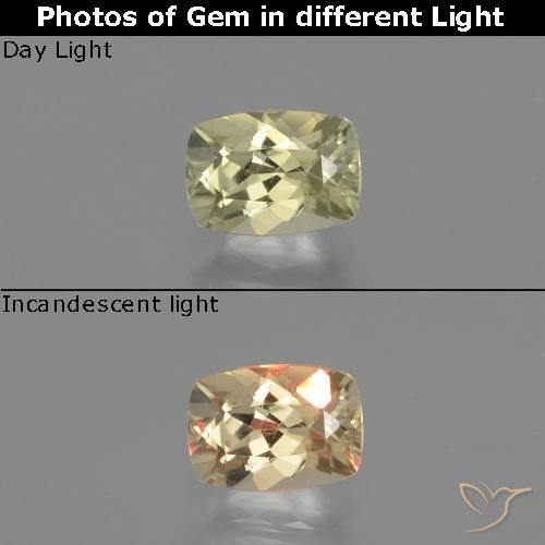 1.06ct Natürlicher Sehr helles Gelb Farbwechselnder Diaspor, Kissen, VVS