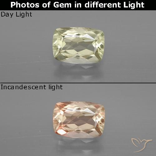1.13ct Natürlicher Blasses Gelb Farbwechselnder Diaspor, Kissen, VS
