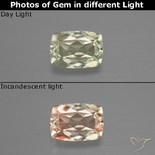 1.16ct Natürlicher Blasses Gelb Farbwechselnder Diaspor, Kissen, VS