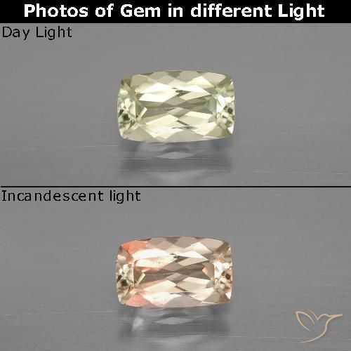 1.16ct Natürlicher Sehr helles Gelb Farbwechselnder Diaspor, Kissen, VVS-VS