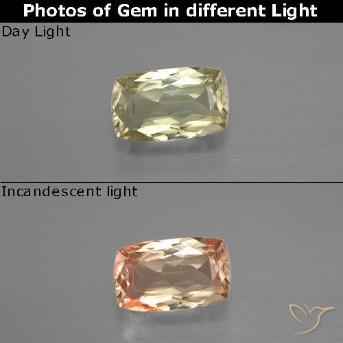 1.17ct Natürlicher Gelbes Beige Farbwechselnder Diaspor, Kissen, VVS