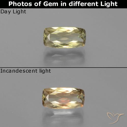 1.70ct Natürlicher hellgelb Farbwechselnder Diaspor, Kissen, VS