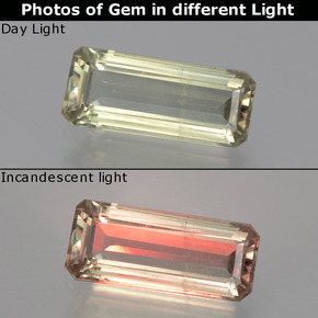9,17 ctw natürlicher Sehr helles Gelb Farbwechselnder Diaspor, Smaragdschliff, VS-SI