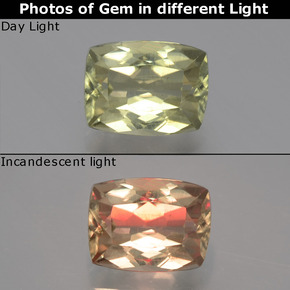 9,17 ctw natürlicher grün/rosa Farbwechselnder Diaspor, Kissenschliff, VVS-VS