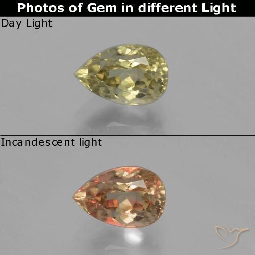 1.27ct Natürlicher Sehr helles Gelb Farbwechselnder Diaspor, Birnenform, VS