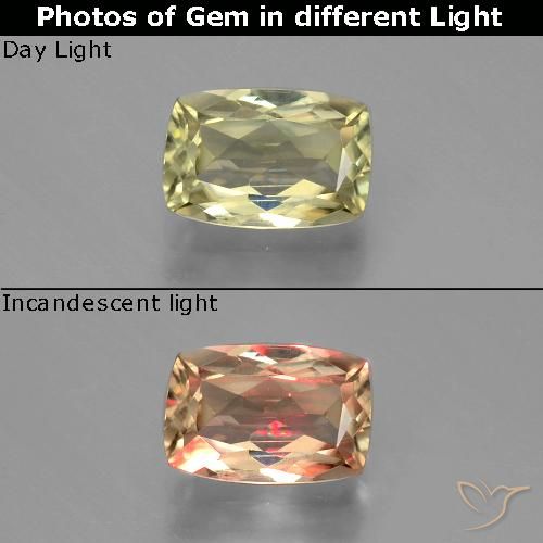 1.22ct Natürlicher Sehr helles Gelb Farbwechselnder Diaspor, Kissen, VS