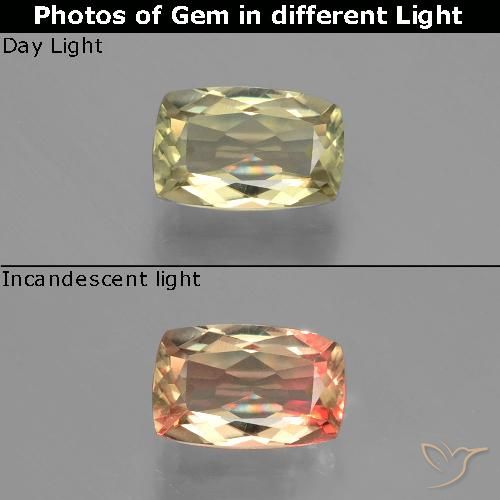 1.20ct Natürlicher Bräunliches Gelb Farbwechselnder Diaspor, Kissen, VVS-VS