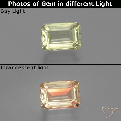1.18ct Natürlicher Sehr helles Gelb Farbwechselnder Diaspor, Smaragdschliff, VS