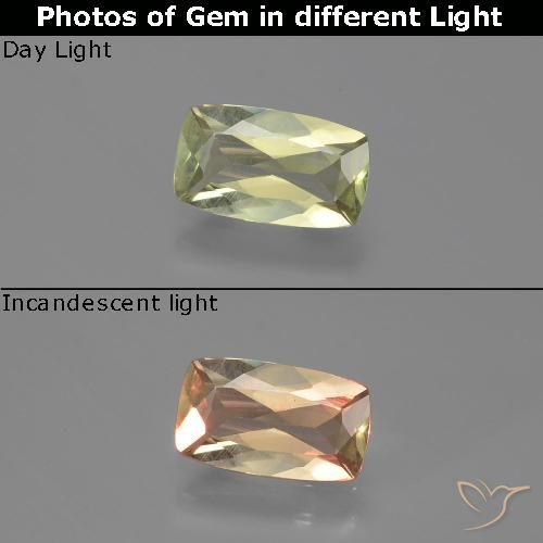 1.06ct Natürlicher hellgelb Farbwechselnder Diaspor, Kissen, VVS-VS
