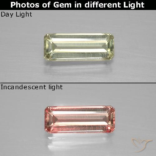1.11ct Natürlicher Sehr helles Gelb Farbwechselnder Diaspor, Smaragdschliff, VS