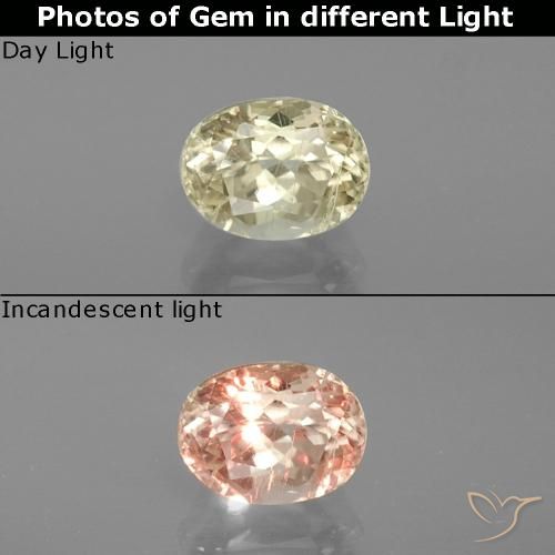1.00ct Natürlicher hellgelb Farbwechselnder Diaspor, Birnenform, VS-SI