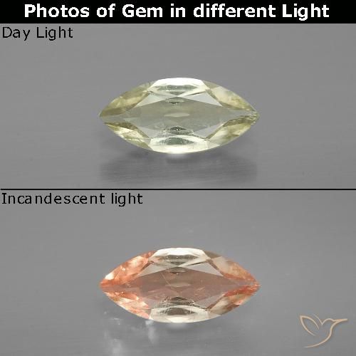 0.92ct Natürlicher hellgelb Farbwechselnder Diaspor, Marquise, VS-SI