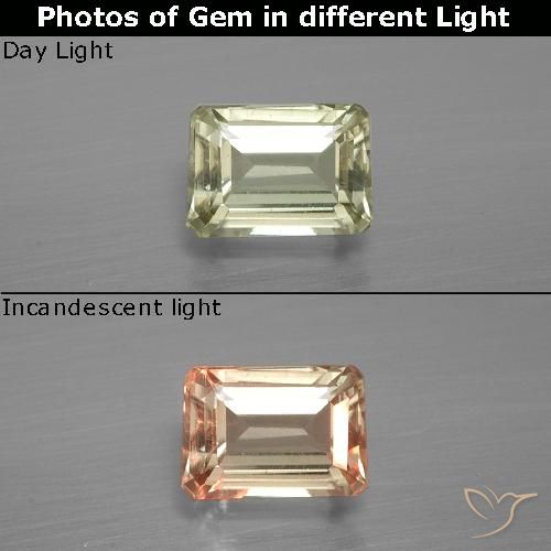 1.01ct Natürlicher hellgelb Farbwechselnder Diaspor, Smaragdschliff, VS