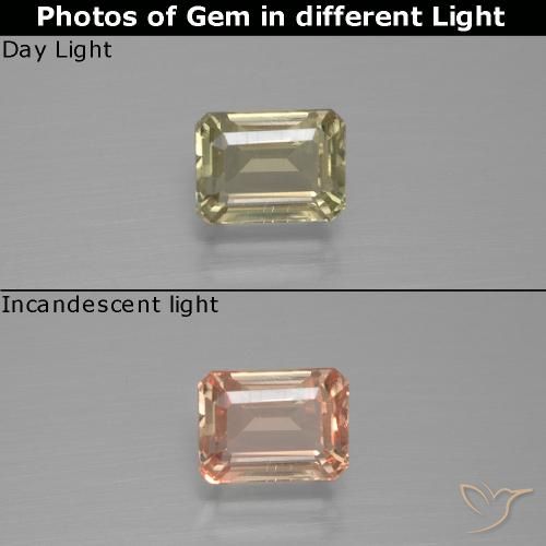 1.23ct Natürlicher Bräunliches Gelb Farbwechselnder Diaspor, Smaragdschliff, VS