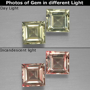  ct natürliche color-change Farbwechsel-Diaspor-Edelsteine, Quadrat, VS