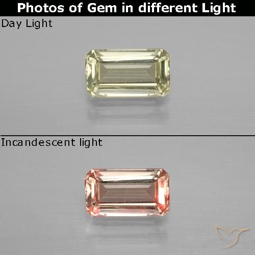0.94ct Natürlicher Hellgelb Grün Farbwechselnder Diaspor, Smaragdschliff, VS