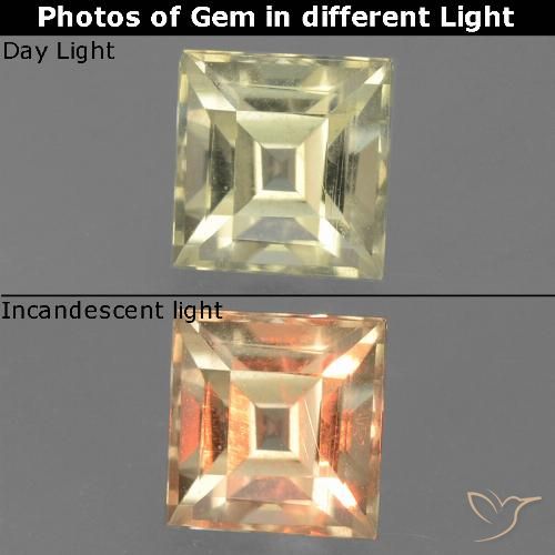 0.99ct Natürlicher Mittelgelb Farbwechselnder Diaspor, Quadrat, VS