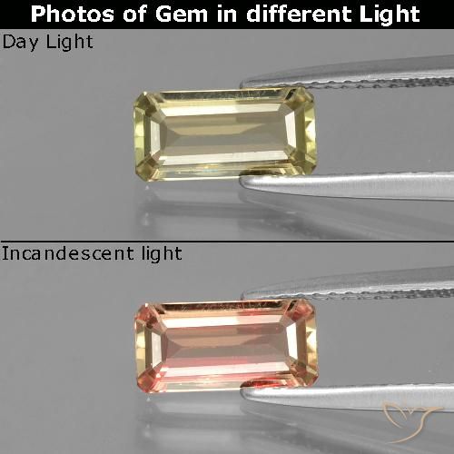 9,17 ctw natürlicher Warmes Gelb Farbwechselnder Diaspor, Smaragdschliff, VVS-VS