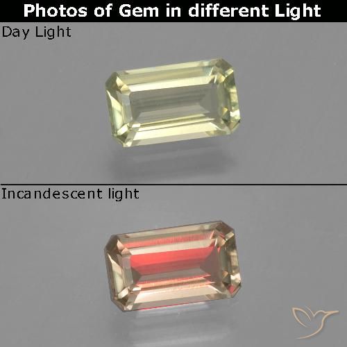 1.17ct Natürlicher Erdiges Gelb Farbwechselnder Diaspor, Smaragdschliff, VVS-VS
