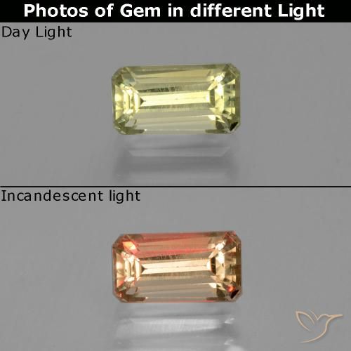 1.40ct Natürlicher Warmes Gelb Farbwechselnder Diaspor, Smaragdschliff, VS