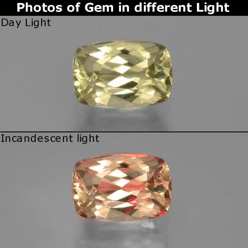 9,17 ctw natürlicher Sehr helles Gelb Farbwechselnder Diaspor, Kissenschliff, VVS-VS