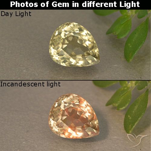 1.05ct Natürlicher hellgelb Farbwechselnder Diaspor, Birnenform, VS