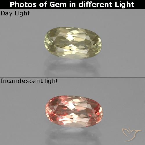 1.04ct Natürlicher hellgelb Farbwechselnder Diaspor, Oval, VVS-VS