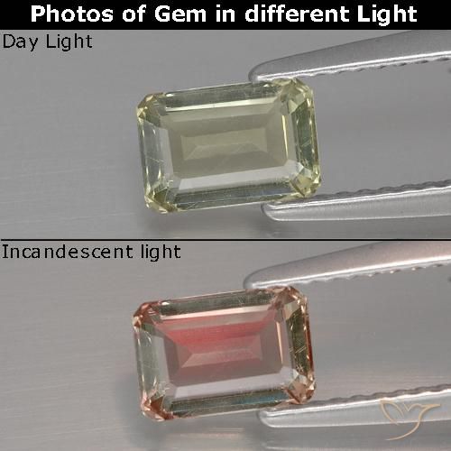 1.04ct Natürlicher Sehr helles Gelb Farbwechselnder Diaspor, Smaragdschliff, VVS-VS