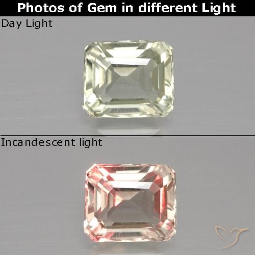 1.19ct Natürlicher Hellgelb Grün Farbwechselnder Diaspor, Smaragdschliff, VVS-VS