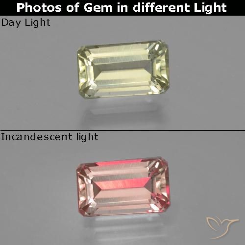 1.12ct Natürlicher Hellgelb Grün Farbwechselnder Diaspor, Smaragdschliff, VS