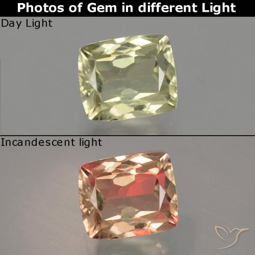 1.08ct Natürlicher Blasses Gelb Farbwechselnder Diaspor, Kissen, VS
