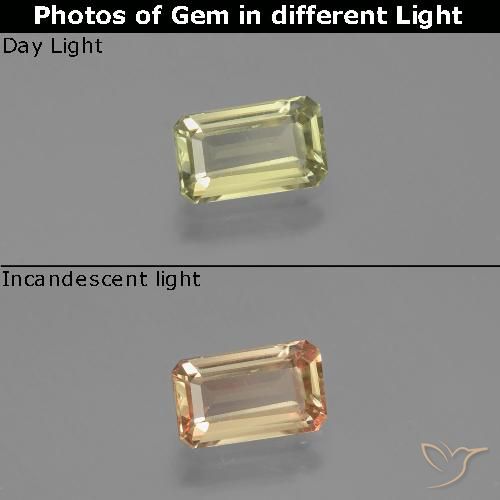 1.07ct Natürlicher hellgelb Farbwechselnder Diaspor, Smaragdschliff, VS
