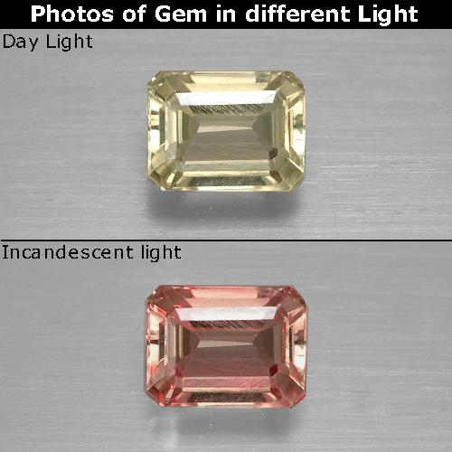 9,17 ctw natürlicher Helles Goldgelb Farbwechselnder Diaspor, Smaragdschliff, VVS-VS