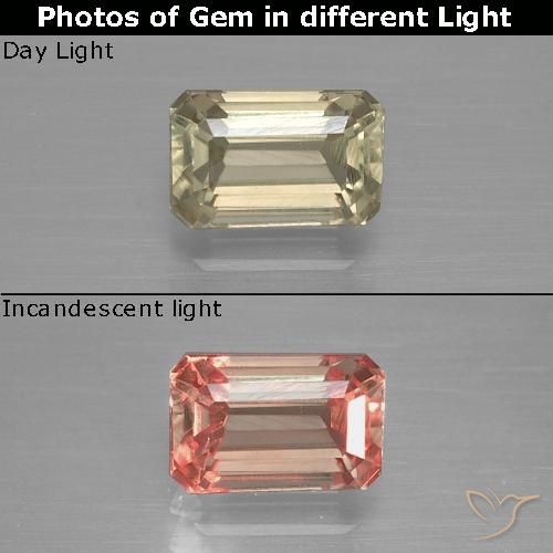 1.27ct Natürlicher Helles Goldgelb Farbwechselnder Diaspor, Smaragdschliff, VVS-VS