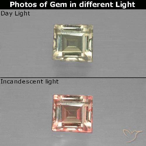 0.78ct Natürlicher Helles Goldgelb Farbwechselnder Diaspor, Quadrat, VVS-VS