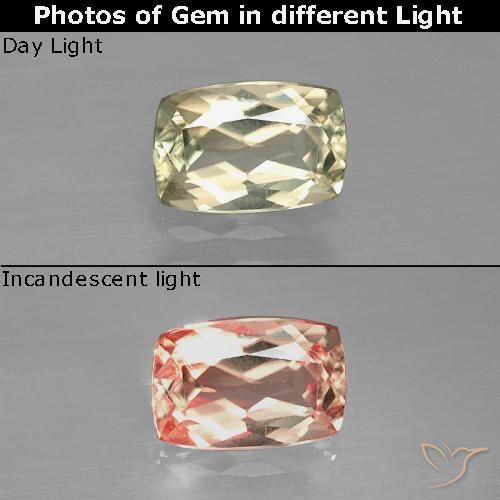1.04ct Natürlicher hellgelb Farbwechselnder Diaspor, Kissen, VVS