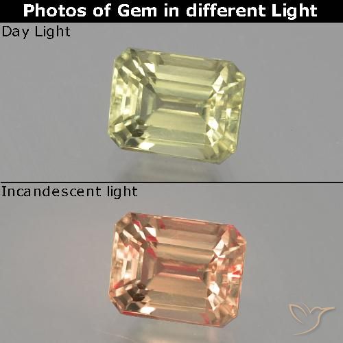 1.21ct Natürlicher Mittelgelb Farbwechselnder Diaspor, Smaragdschliff, VS