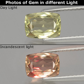 9,17 ctw natürlicher Mittelgelb Farbwechselnder Diaspor, Kissenschliff, VS