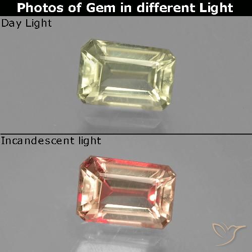 1.01ct Natürlicher Helles Goldgelb Farbwechselnder Diaspor, Smaragdschliff, VVS-VS