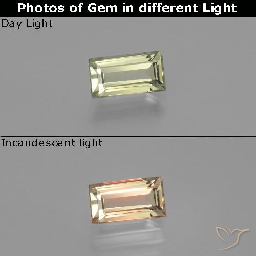 1.27ct Natürlicher Sehr helles Gelb Farbwechselnder Diaspor, Baguette, VVS