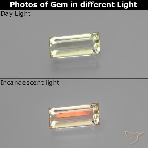 1.25ct Natürlicher Sehr helles Gelb Farbwechselnder Diaspor, Baguette, VVS