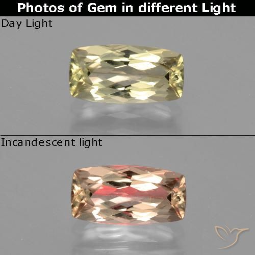 1.45ct Natürlicher hellgelb Farbwechselnder Diaspor, Kissen, VS-SI