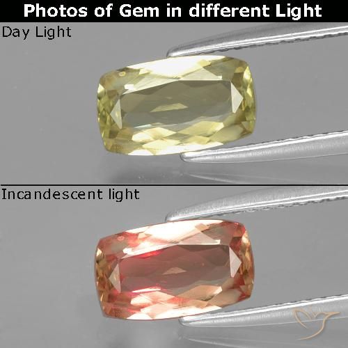 1.16ct Natürlicher Sehr helles Gelb Farbwechselnder Diaspor, Kissen, VS