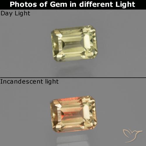1.04ct Natürlicher Mittelgelb Farbwechselnder Diaspor, Smaragdschliff, VS