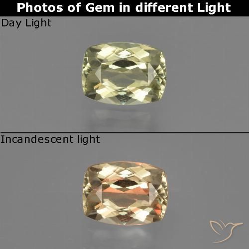 1.04ct Natürlicher Sehr helles Gelb Farbwechselnder Diaspor, Kissen, VVS-VS