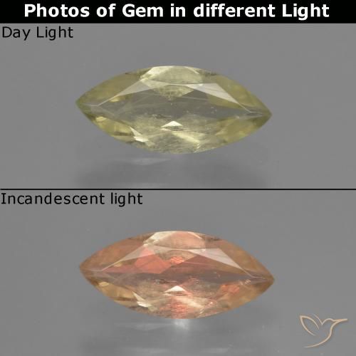 1.02ct Natürlicher hellgelb Farbwechselnder Diaspor, Marquise, VS