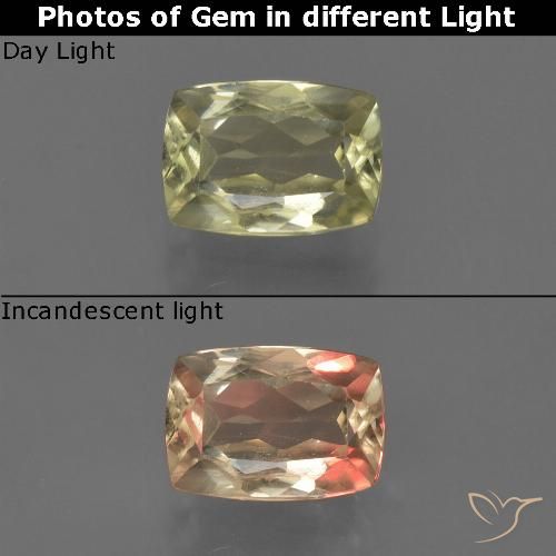 1.04ct Natürlicher Bräunliches Gelb Farbwechselnder Diaspor, Kissen, VS