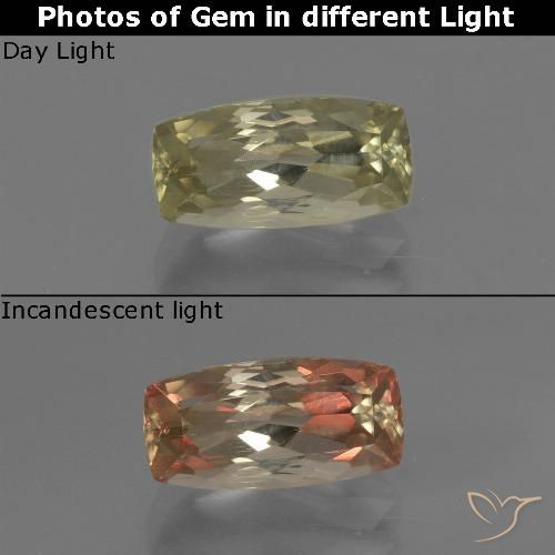 1.25ct Natürlicher Bräunliches Gelb Farbwechselnder Diaspor, Kissen, VS